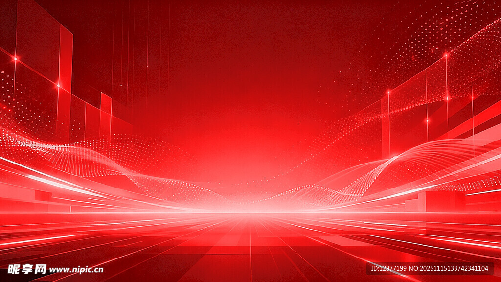 红色科技动感光线背景图图片