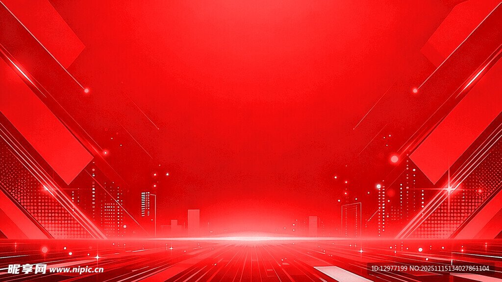 红色科技风未来感空间场景