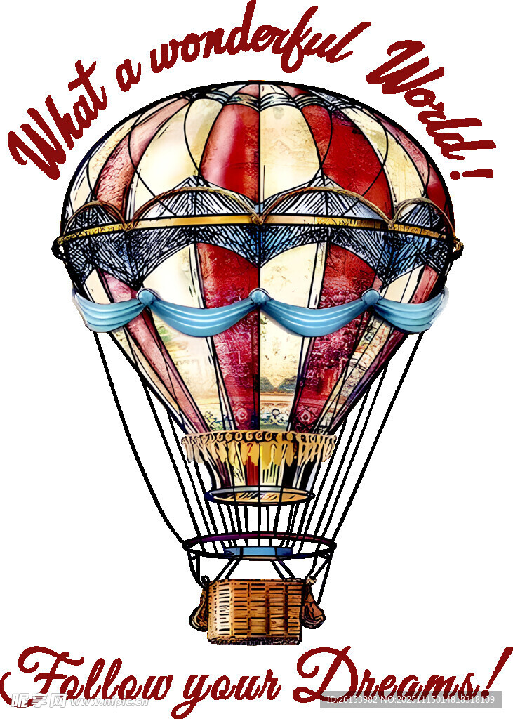 梦幻热气球追逐美好梦想白墨 