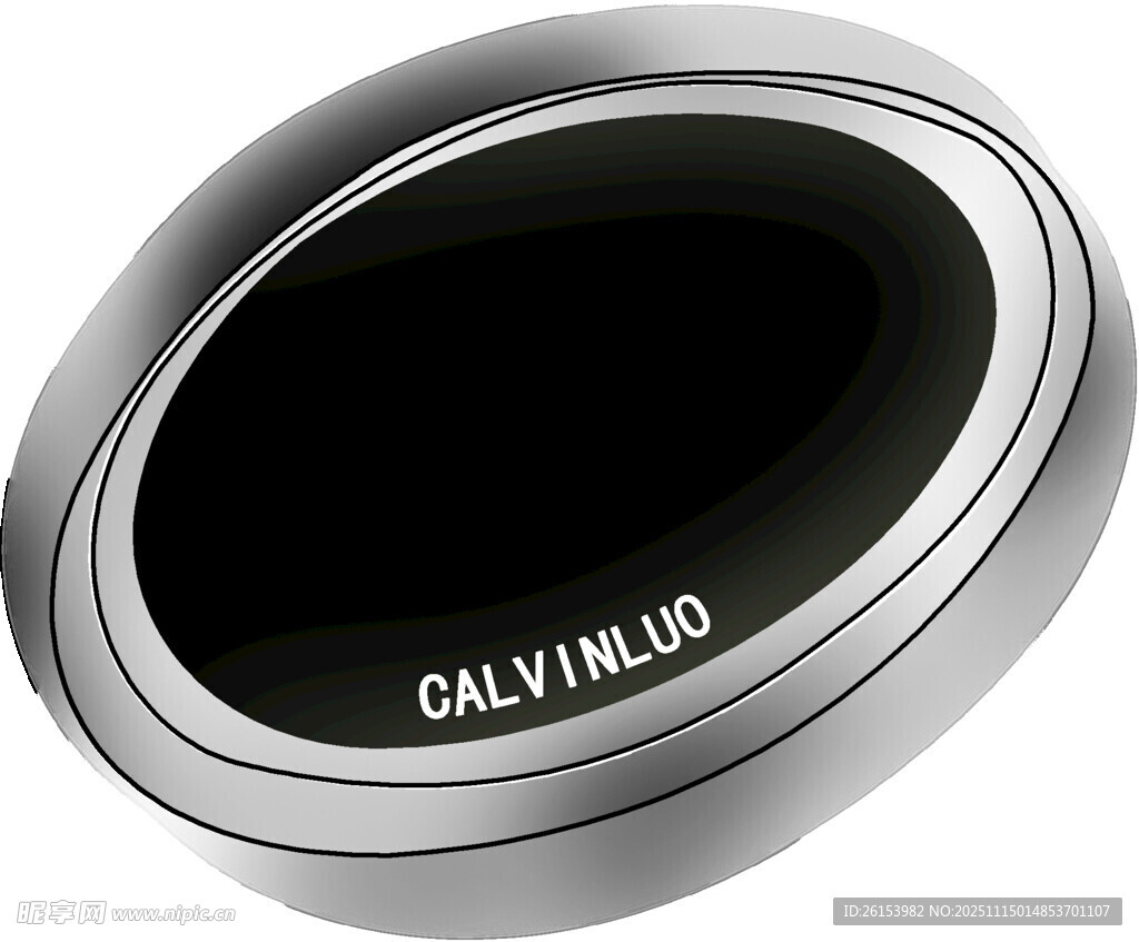 圆形黑色金属质感物件白墨 直喷