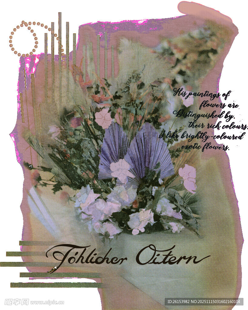 复古花卉装饰画 白墨 直喷 烫