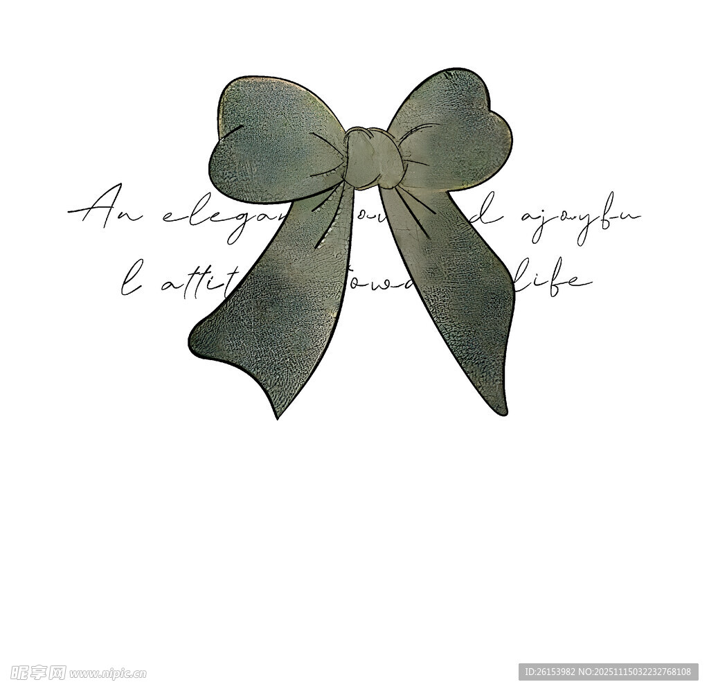绿色蝴蝶结白墨直喷烫画