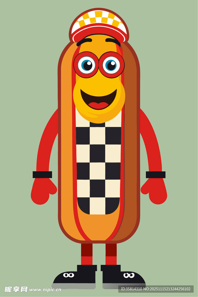 热狗赛车手卡通形象