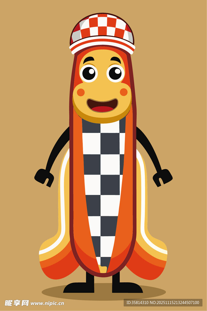 卡通热狗赛车手形象