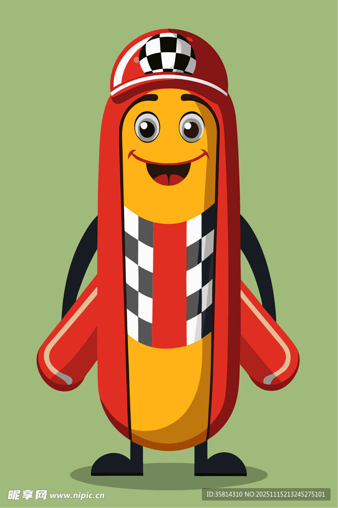 赛车服热狗卡通形象