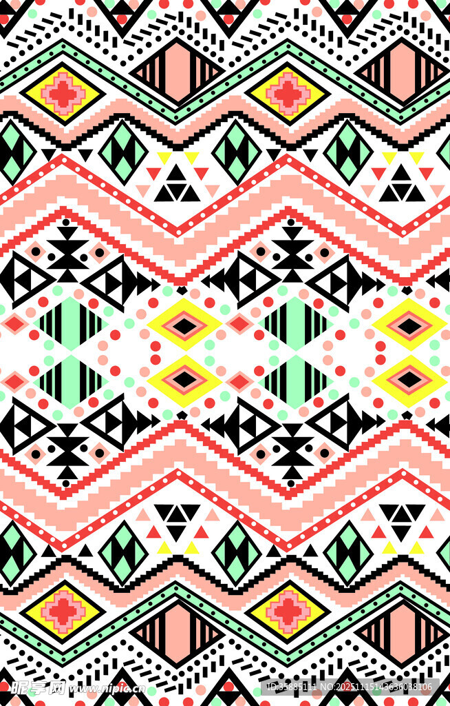 多彩几何花卉图案纹理