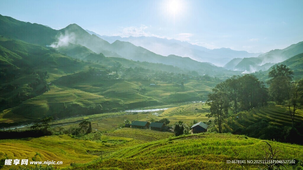 山间绿野美景如画