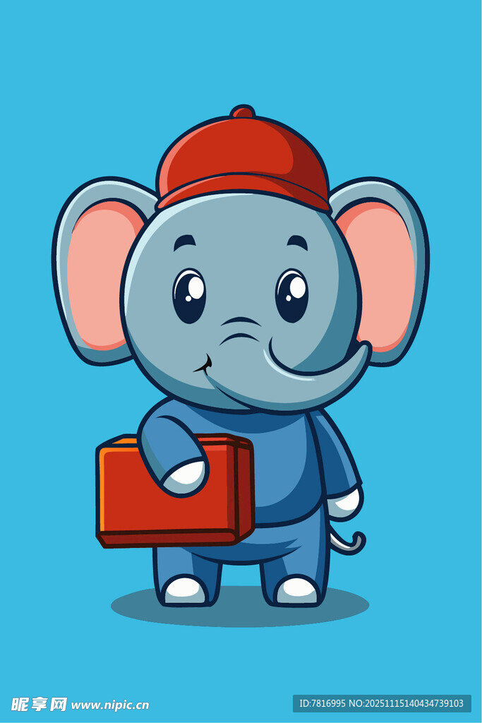 戴帽大象快递员