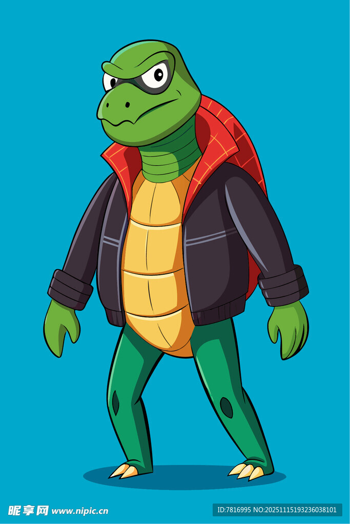 穿夹克的酷炫卡通乌龟