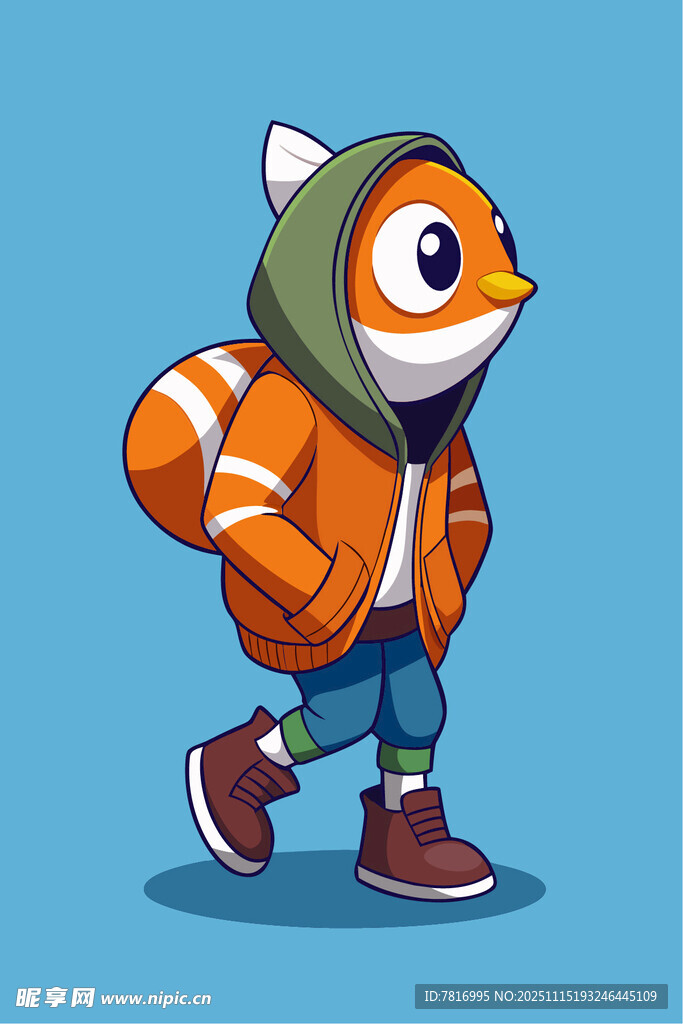 背着背包的潮流卡通小鸟