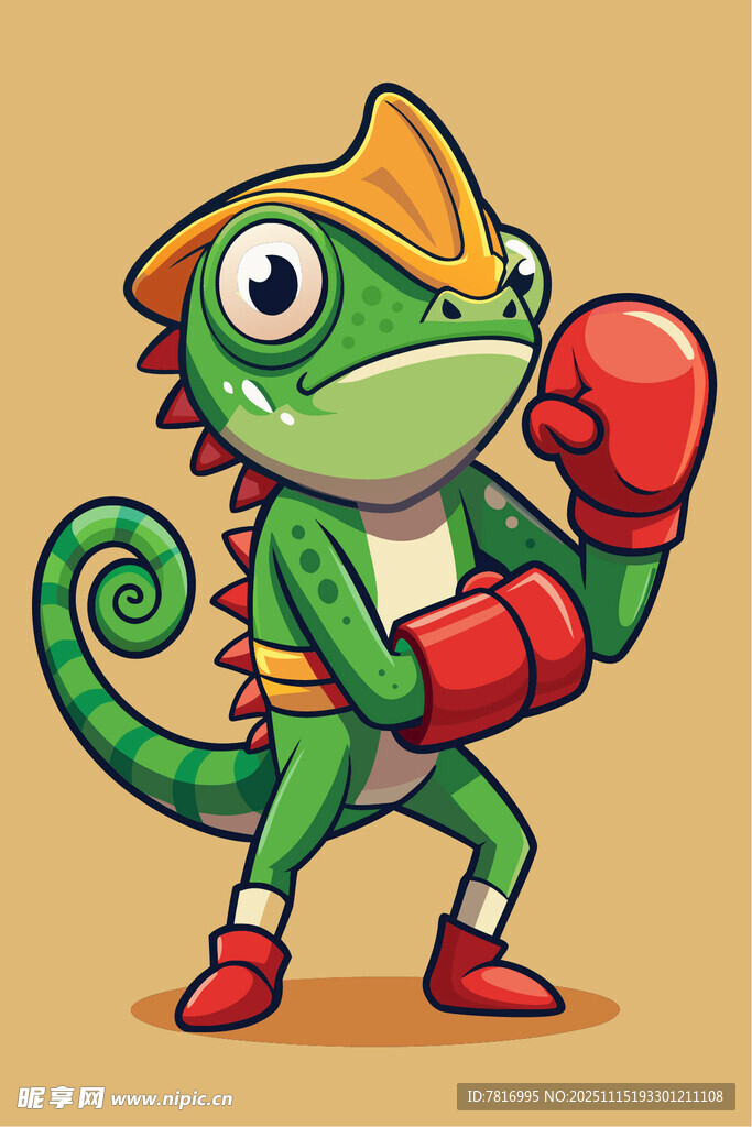 拳击变色龙卡通形象