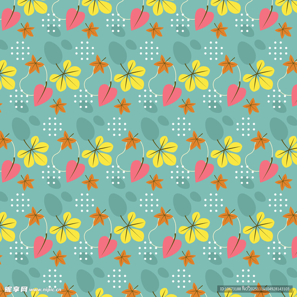 清新花卉几何图案背景