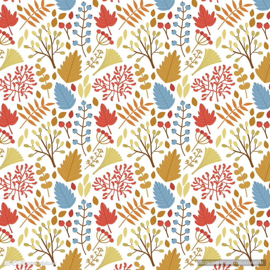 秋季树叶花卉图案背景