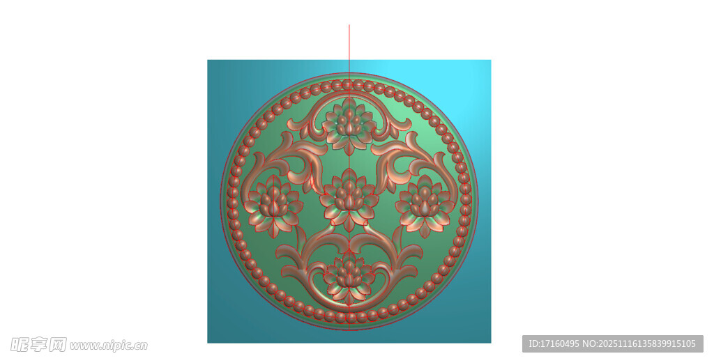 圆形洋花精雕图