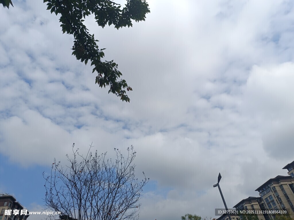 城市上空的蓝天白云景象