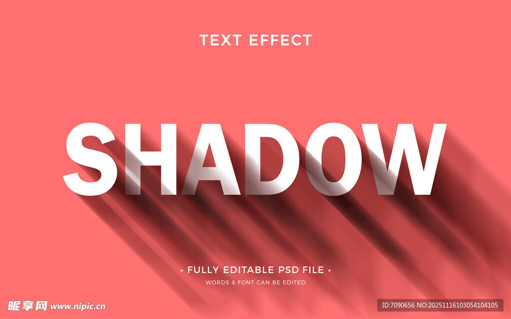 红色背景上的阴影文字效果