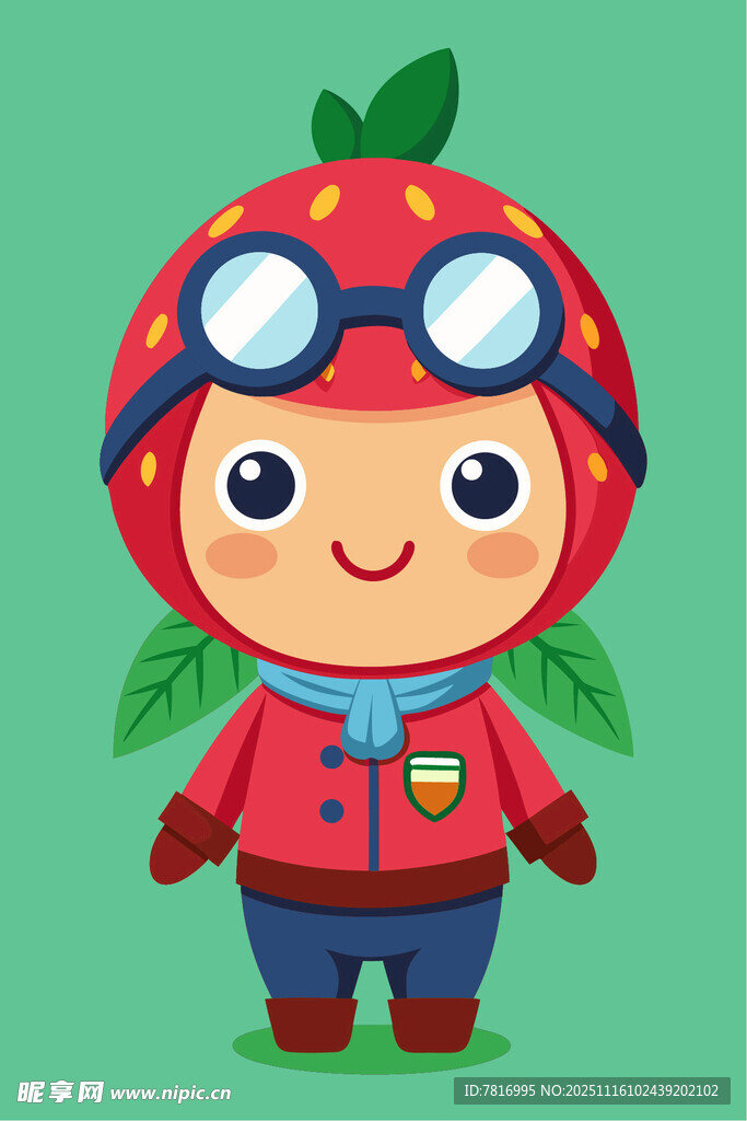 草莓装扮的可爱小探险家
