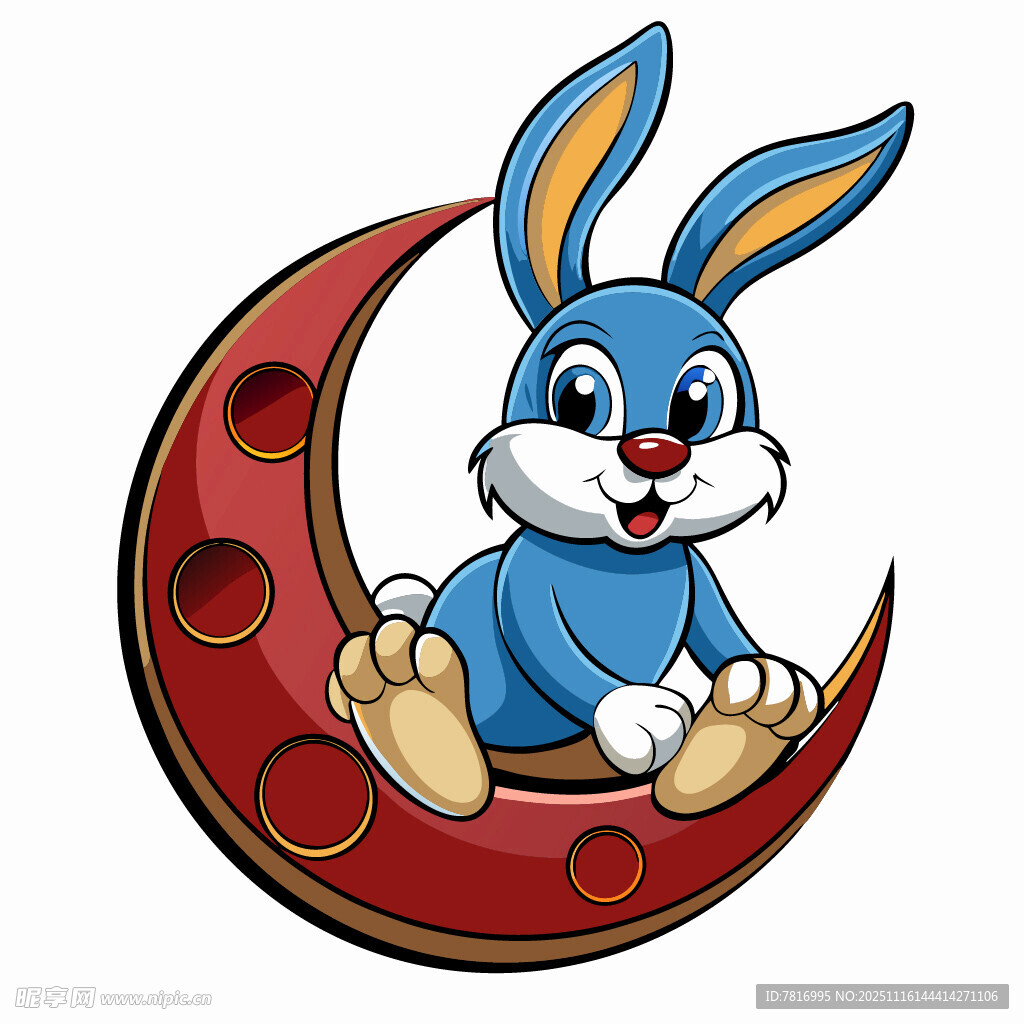 月亮上的可爱蓝兔子