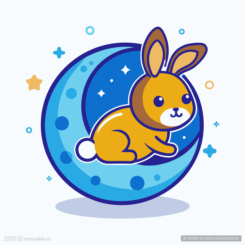 月亮上的可爱小兔子