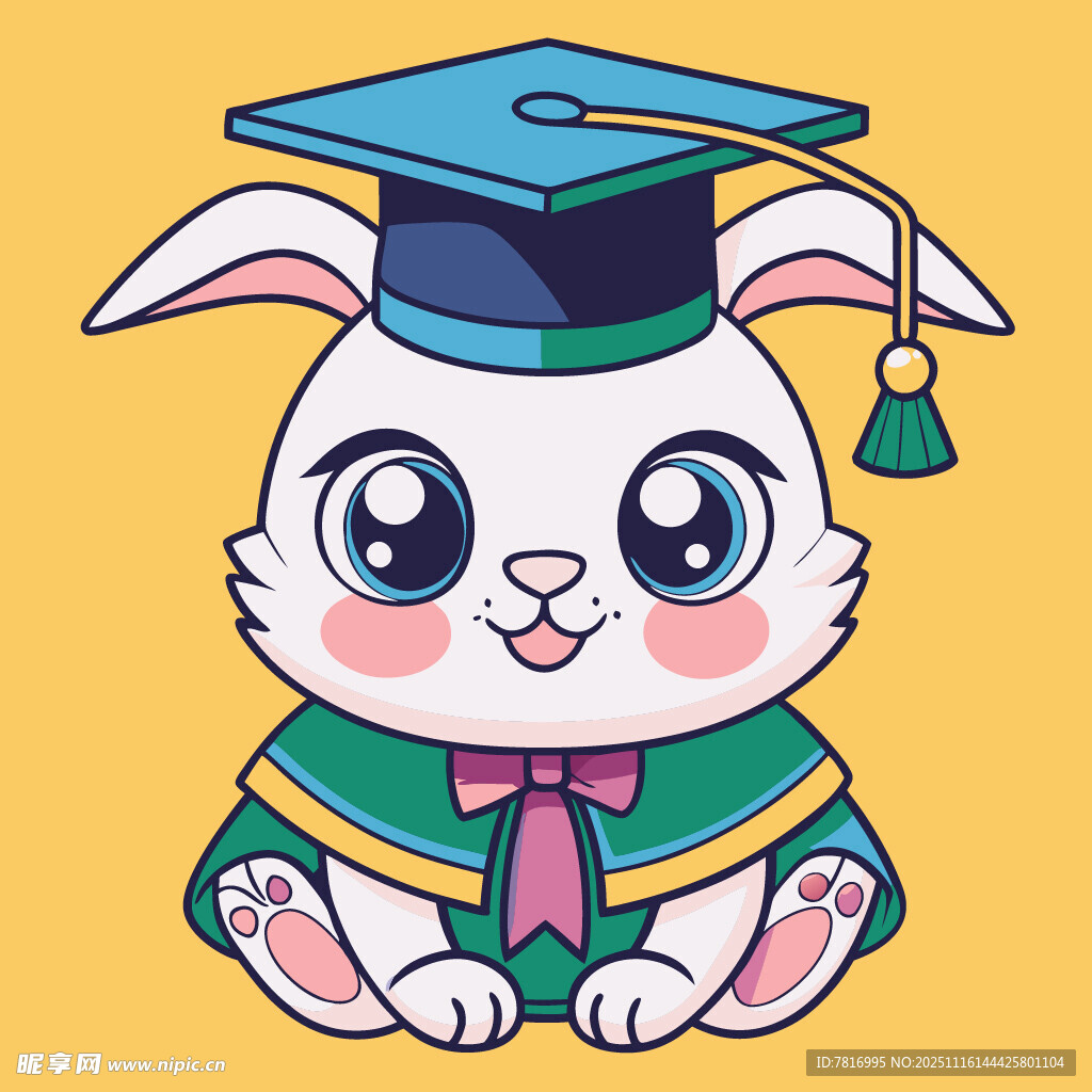 可爱兔子学士形象