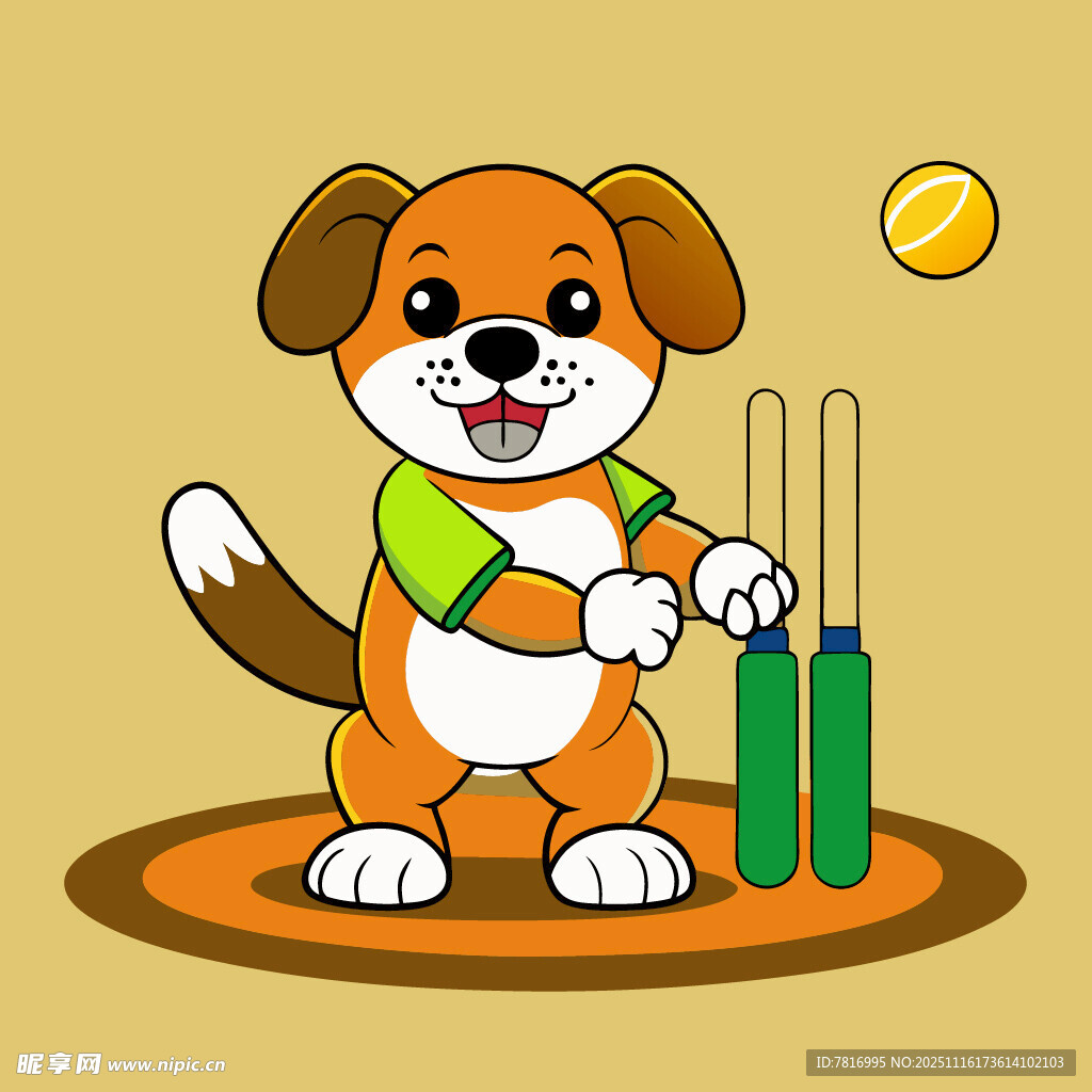 小狗打板球的欢乐瞬间