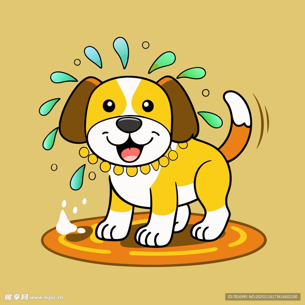 欢快小狗甩水瞬间