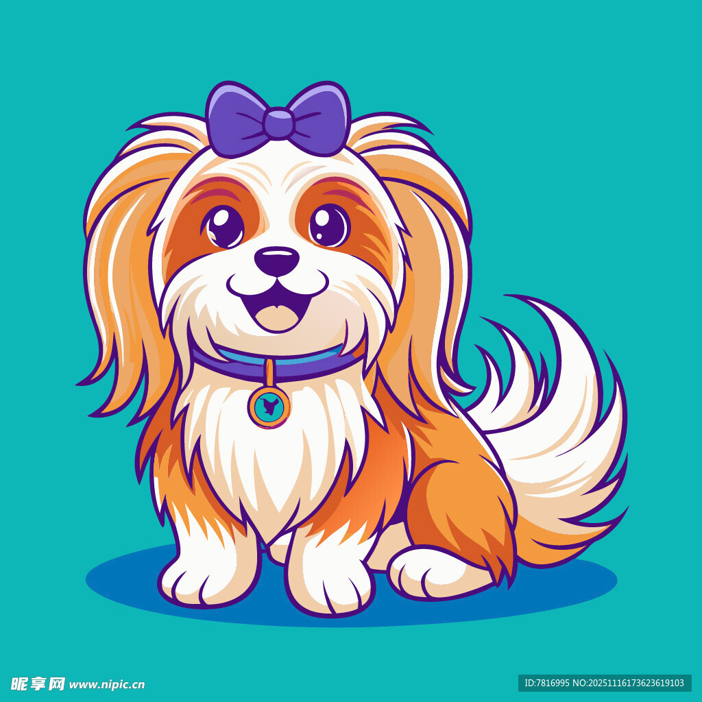 可爱长毛小狗插画形象