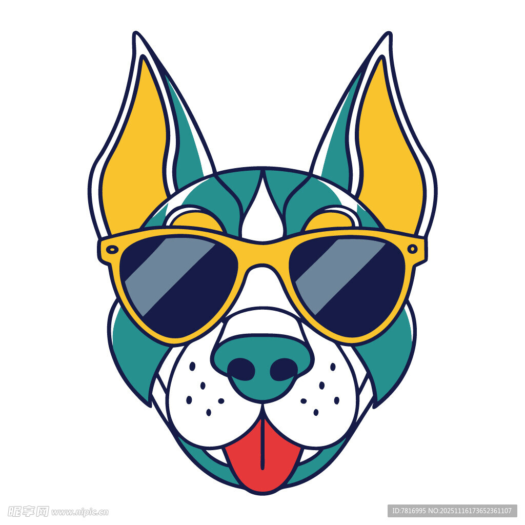 戴墨镜的俏皮狗狗头像