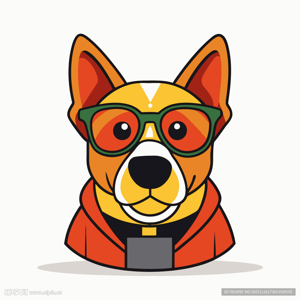 戴眼镜的时髦狗狗头像