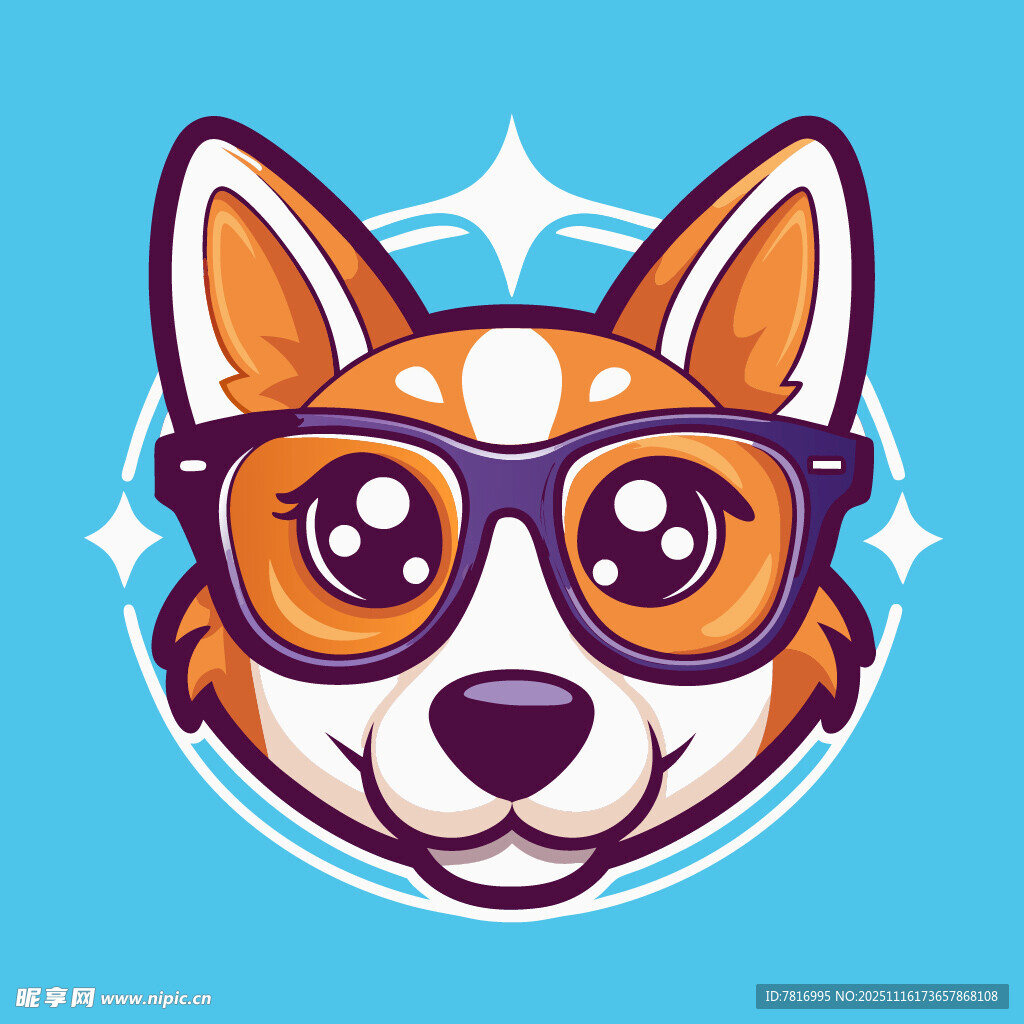 戴眼镜的可爱狗狗头像