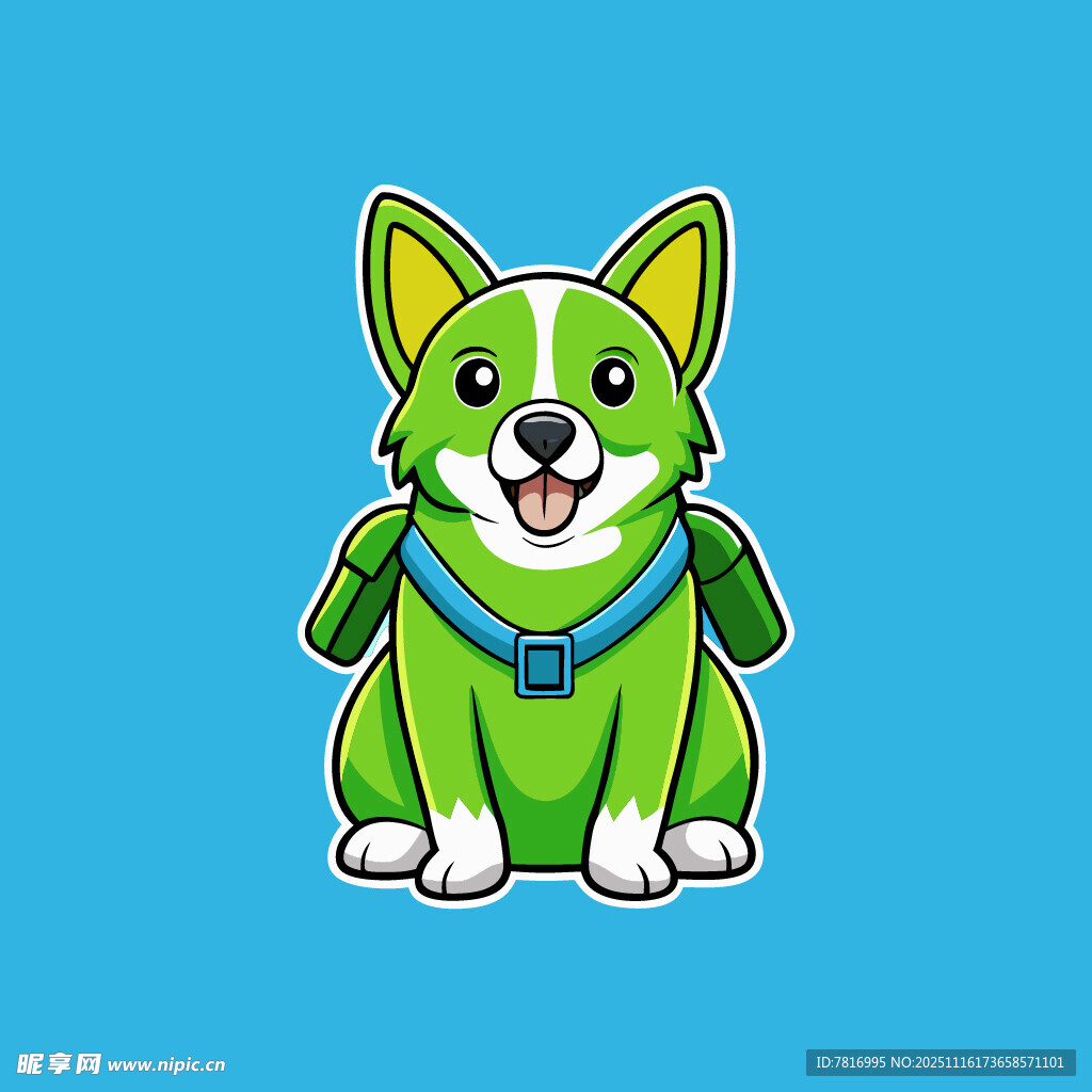 可爱绿衣小狗卡通形象