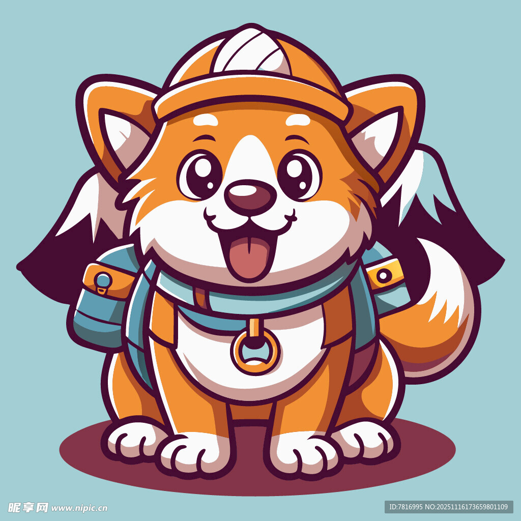 可爱背包柯基犬准备出发