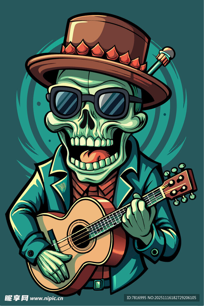 骷髅乐手弹吉他
