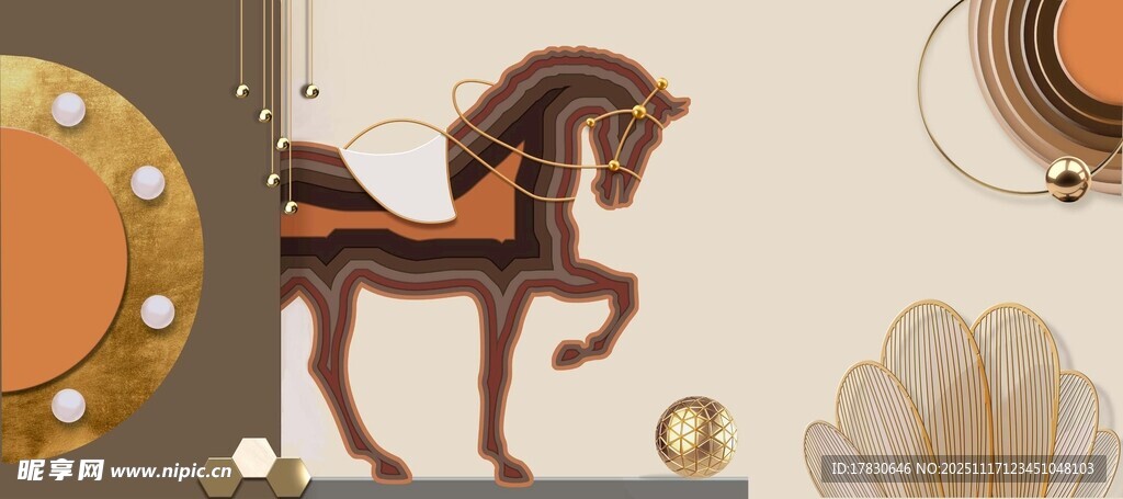 复古风木质骏马装饰摆件