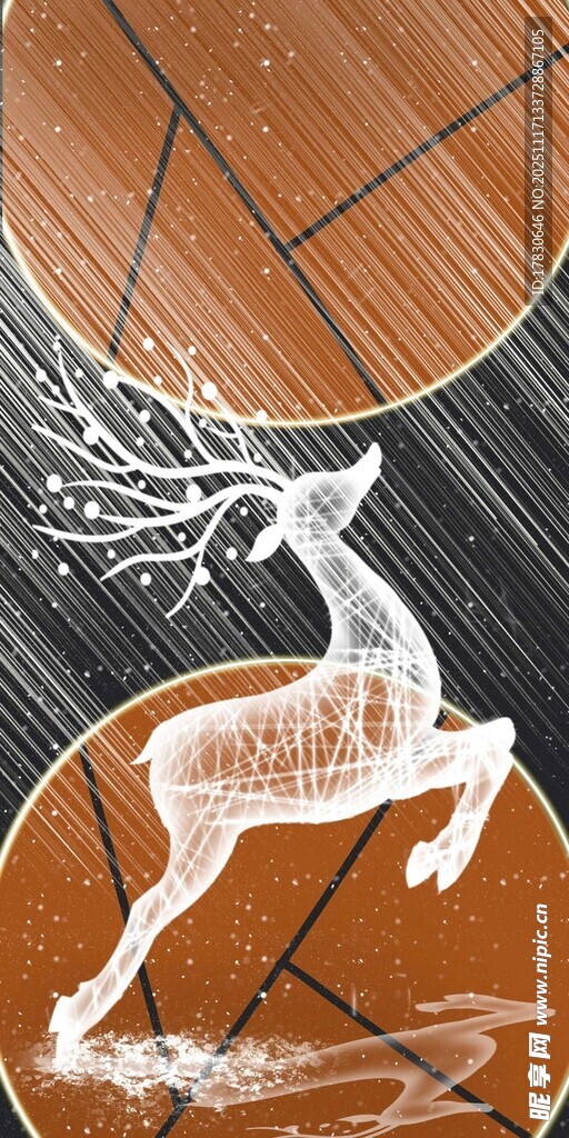 鹿元素中式风艺术图案