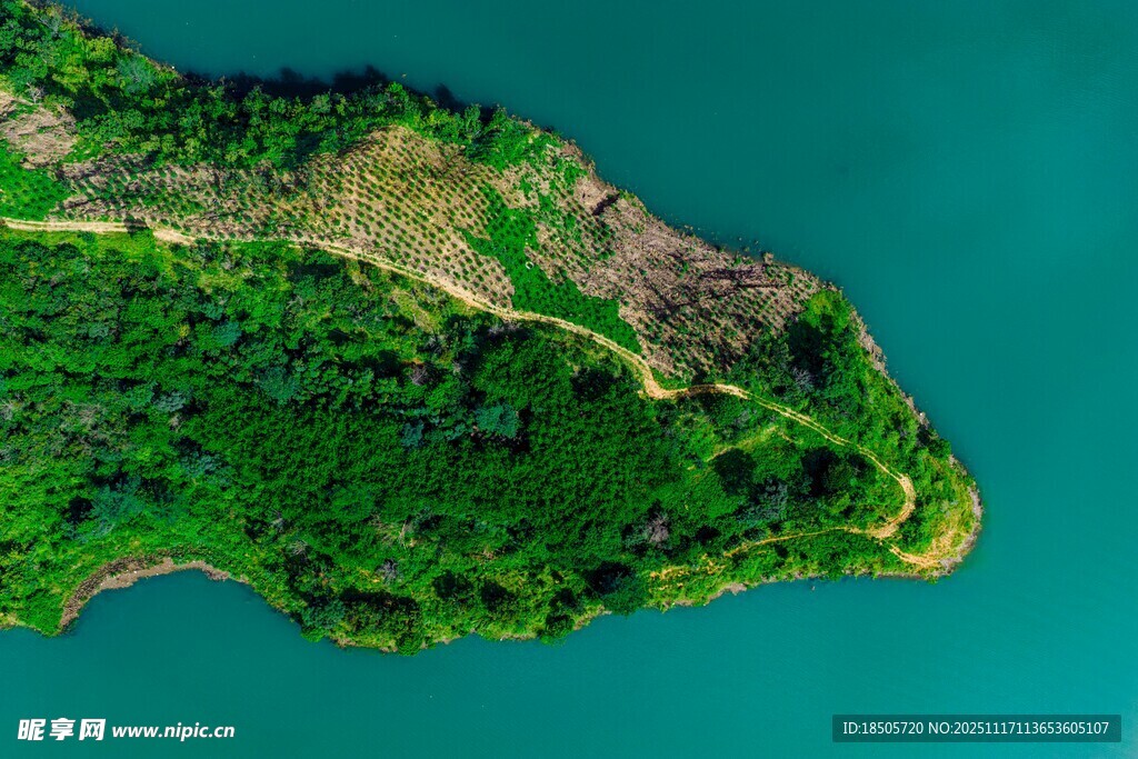 翠绿岛屿与碧蓝海水景观