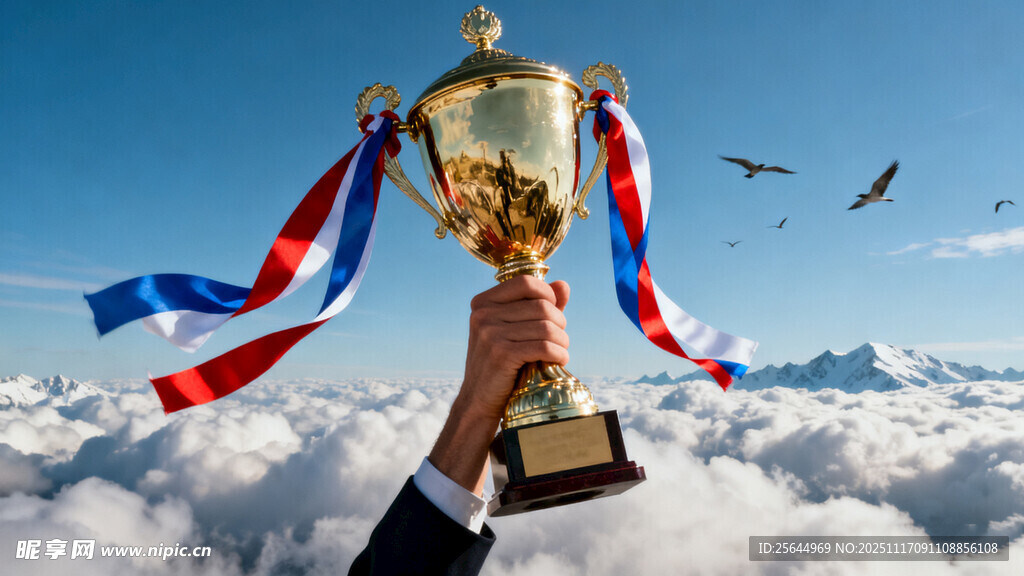 手擎奖杯于云海之上