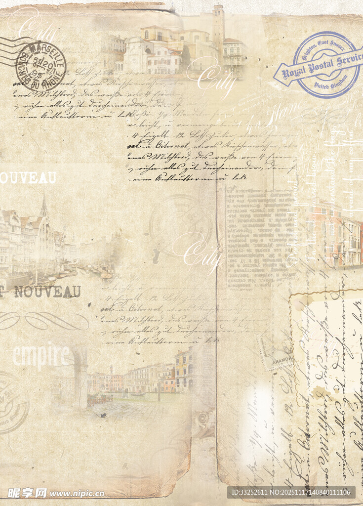 古老手写书信及邮戳