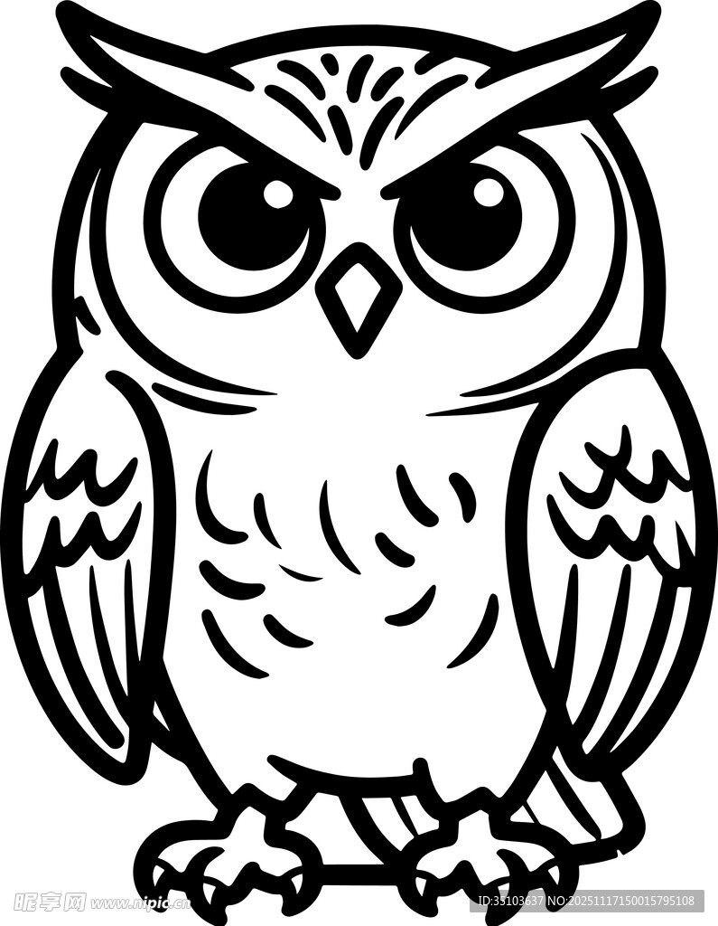 卡通猫头鹰简笔画形象