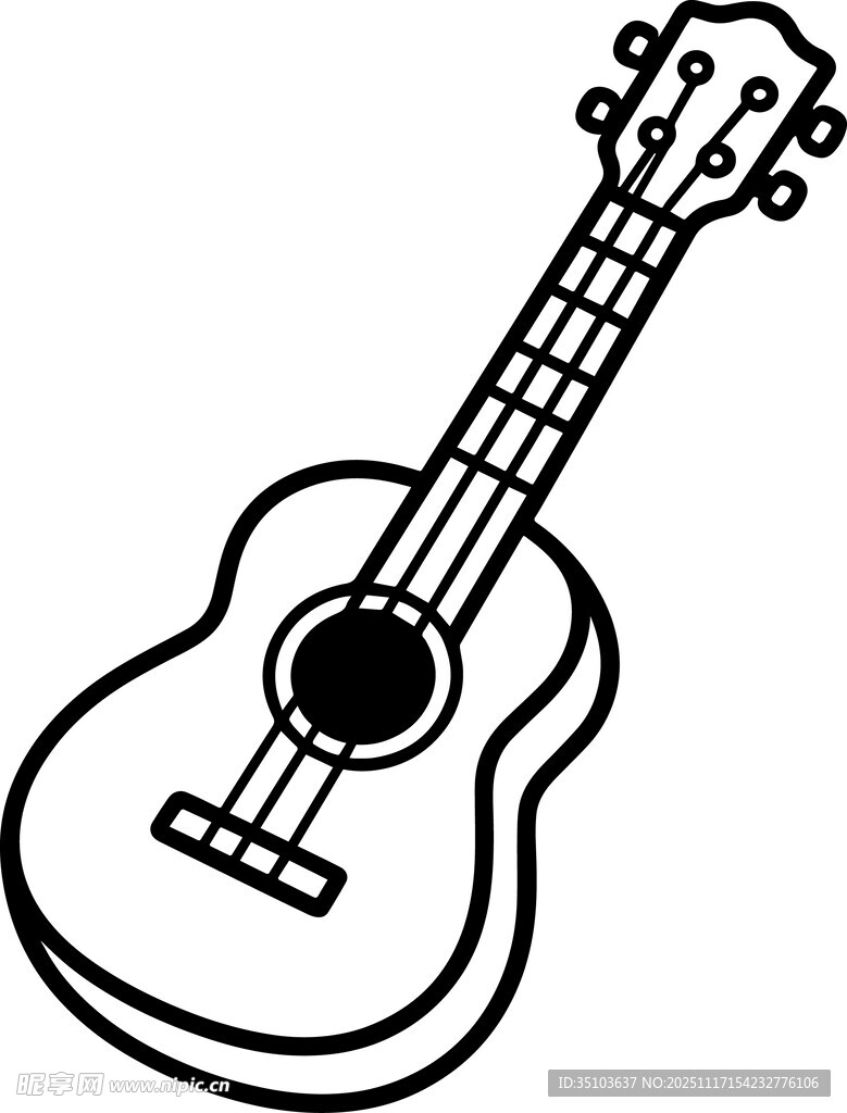 简约线条勾勒的尤克里里