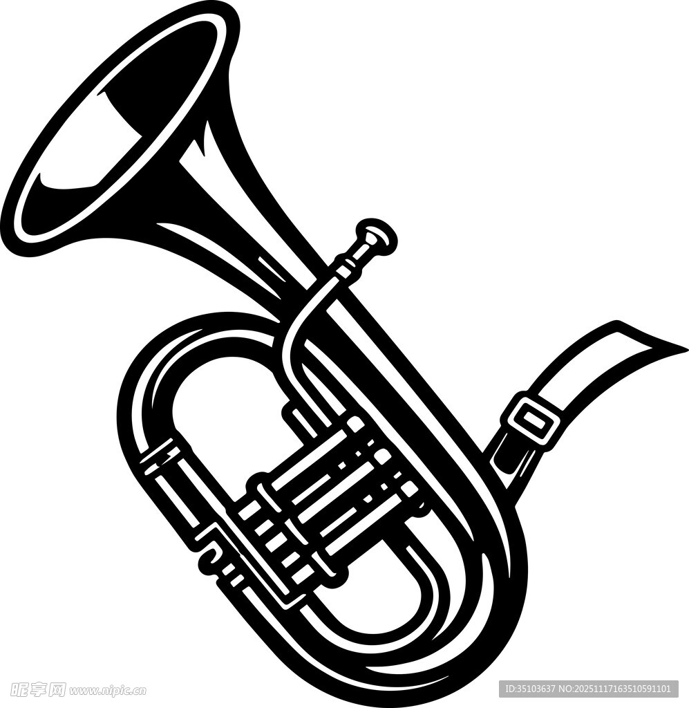 复古风格的铜制乐器小号