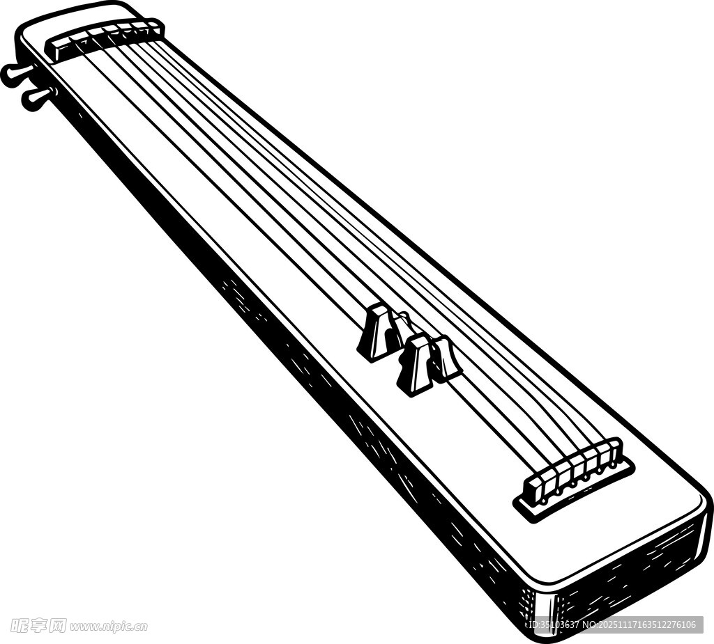 古风古琴线条图