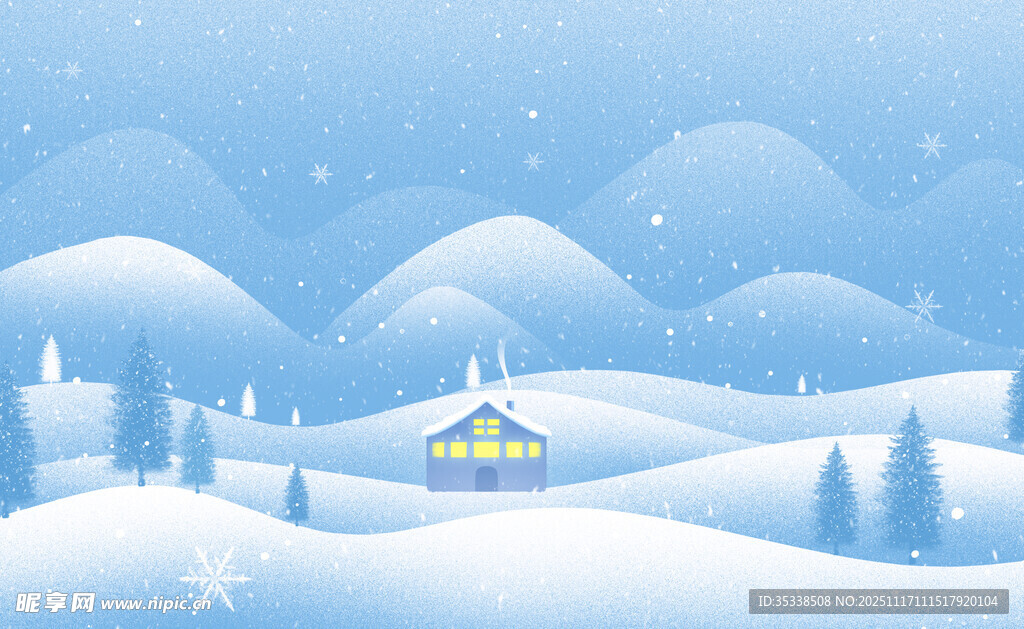 冬日雪景中的温馨小屋