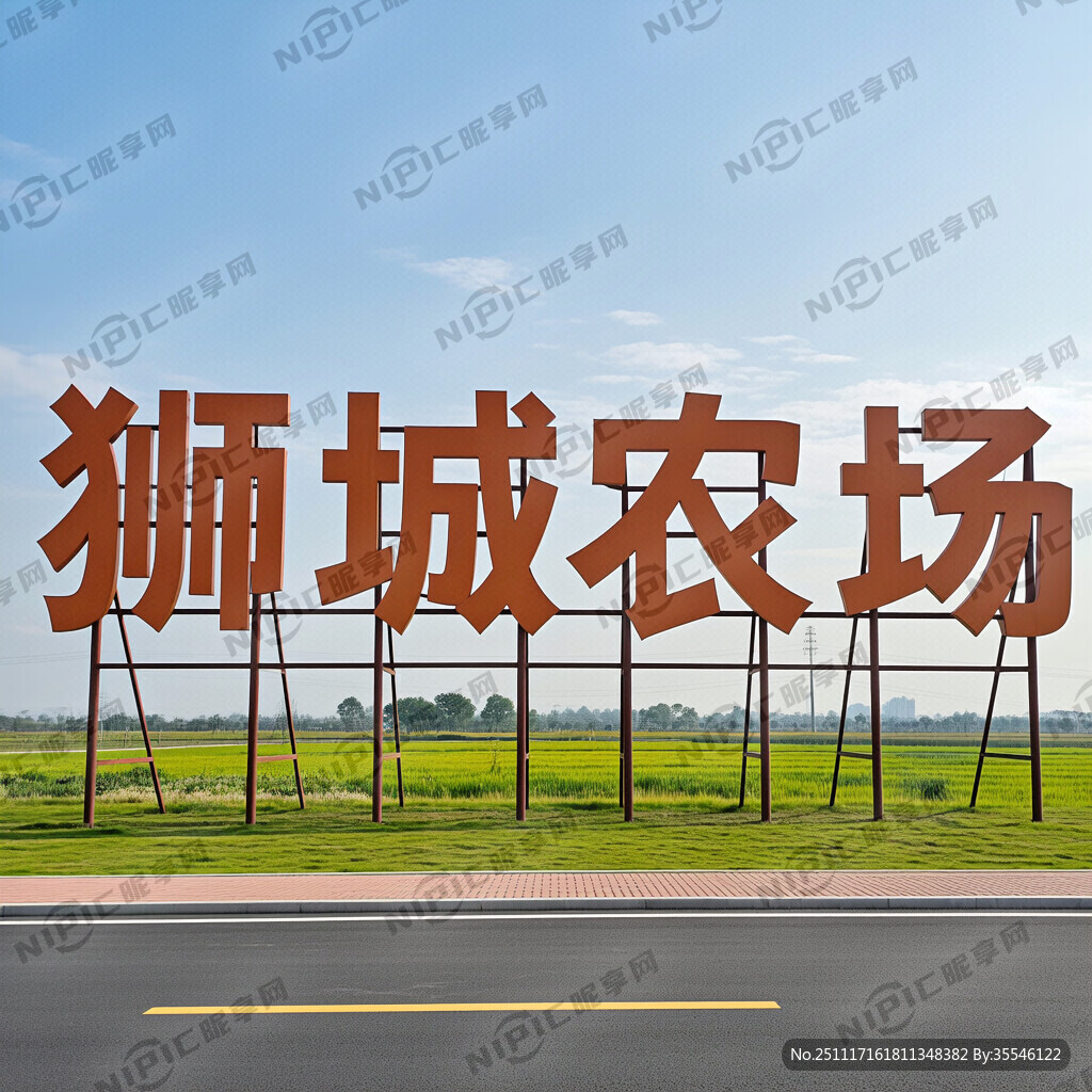 将狮城农场这几个字设计成艺术字