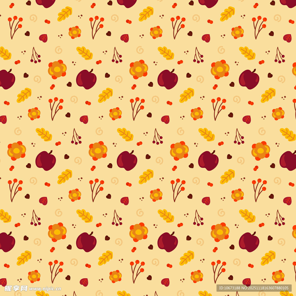 秋季元素无缝图案背景