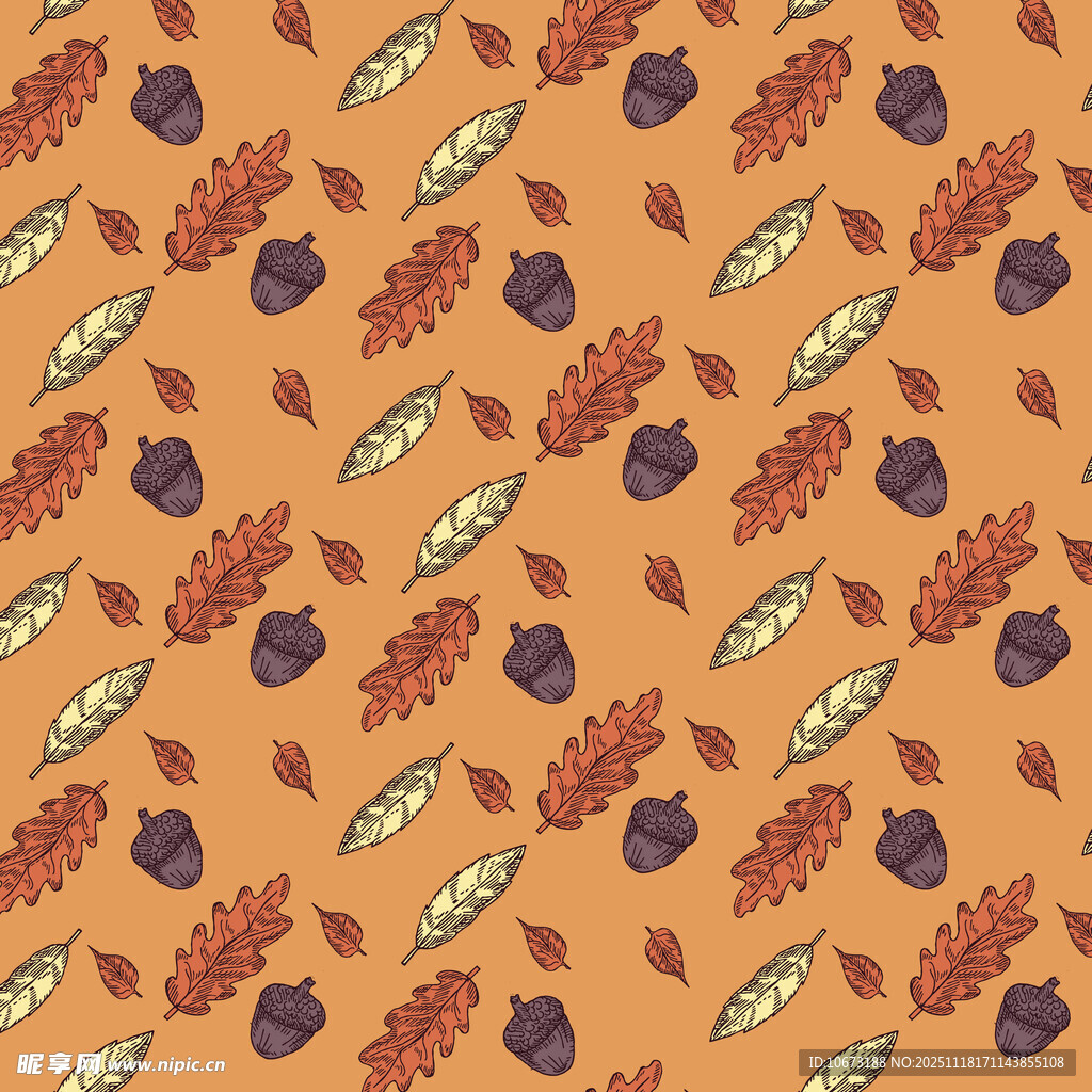 秋季植物图案背景纹理