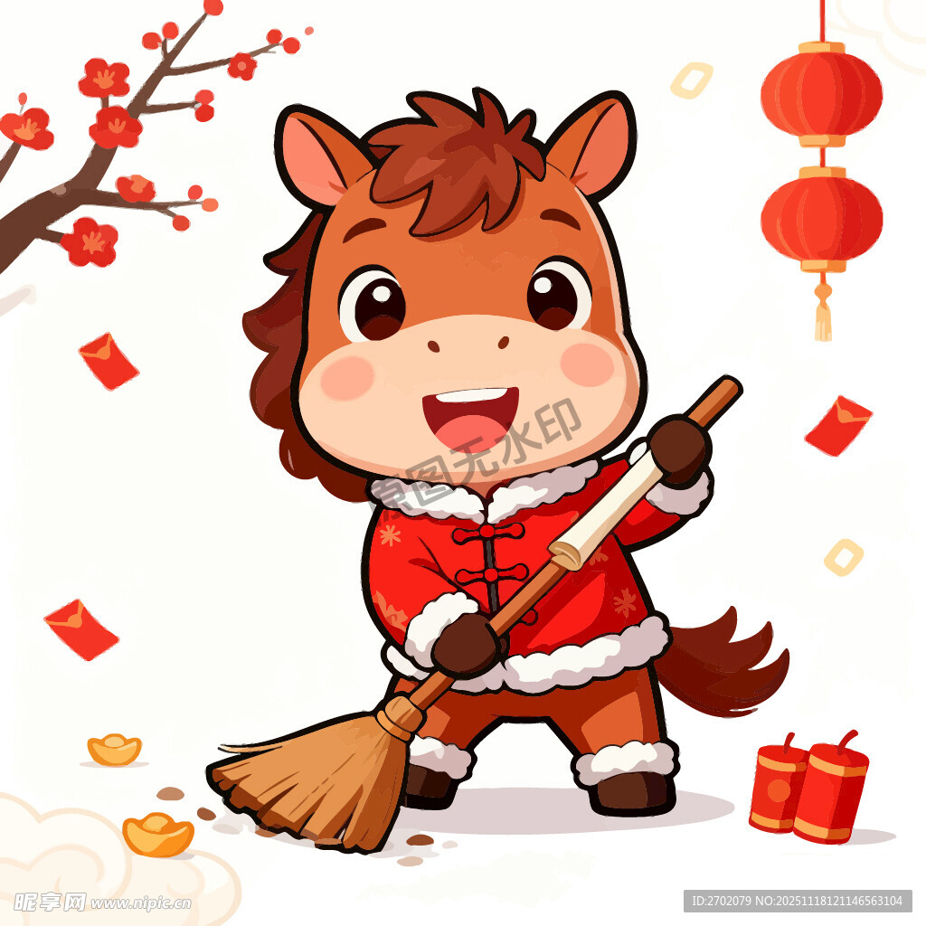马年大吉春节过年卡通小马吉祥物