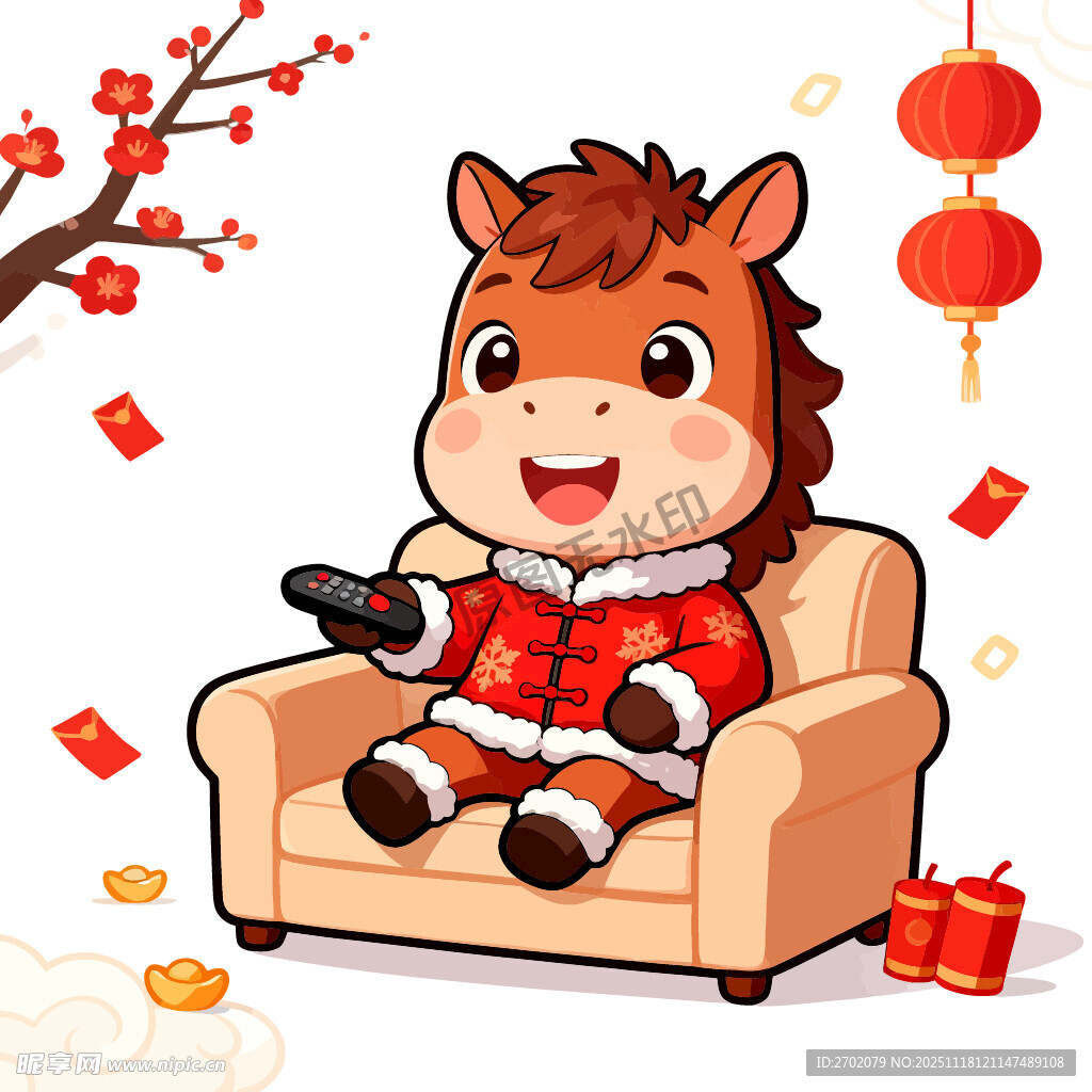 马年大吉春节过年卡通小马吉祥物