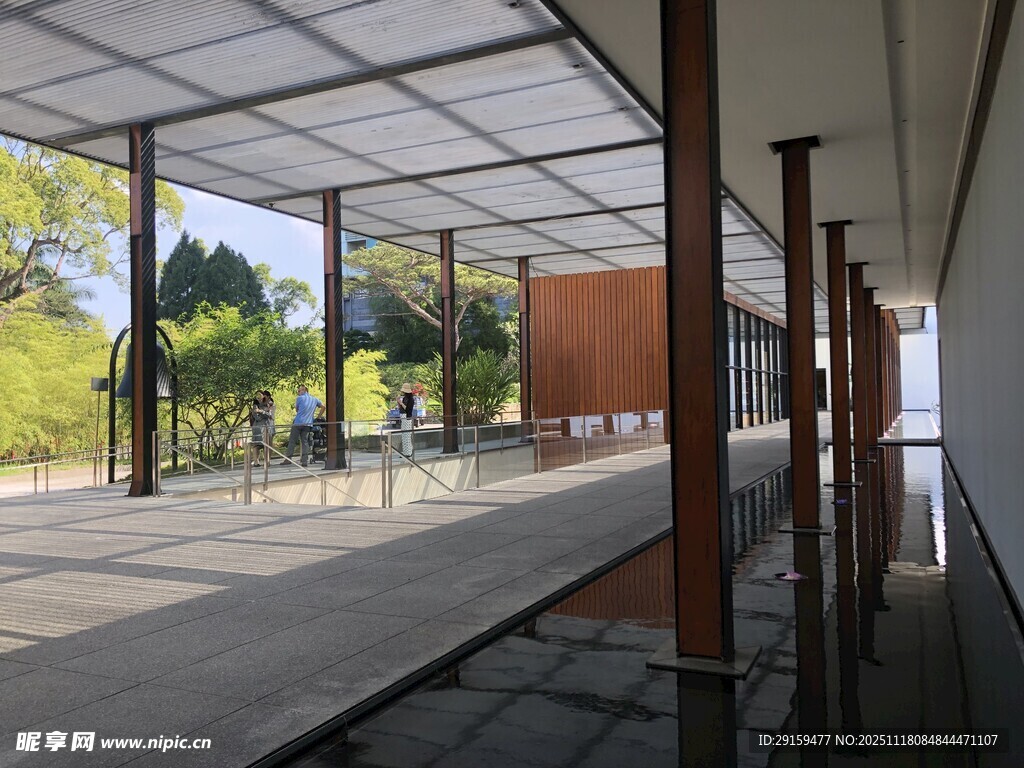 现代户外廊架建筑景观