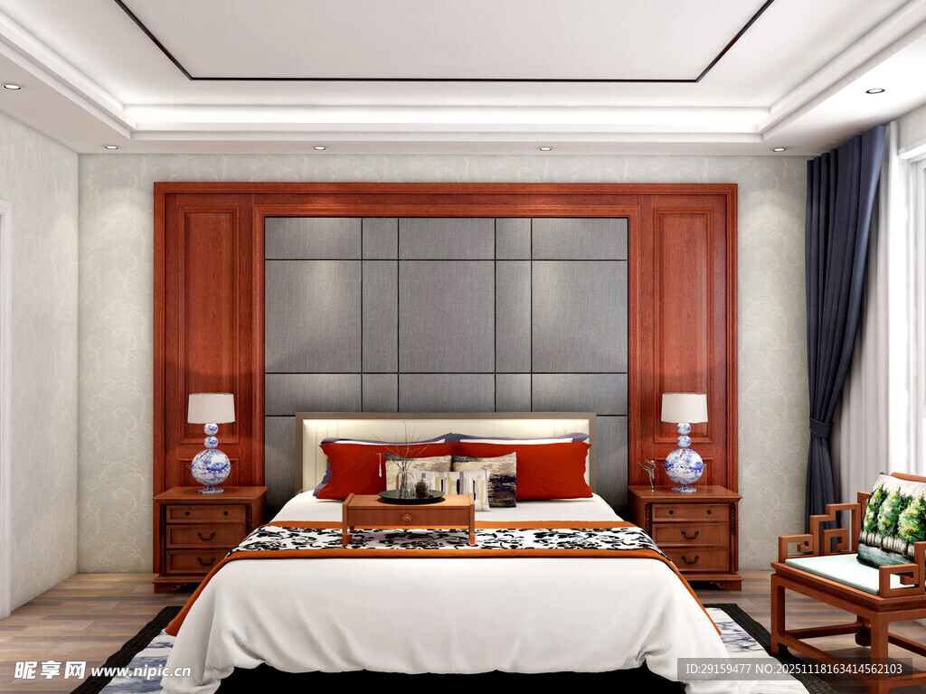 现代中式风格豪华卧室